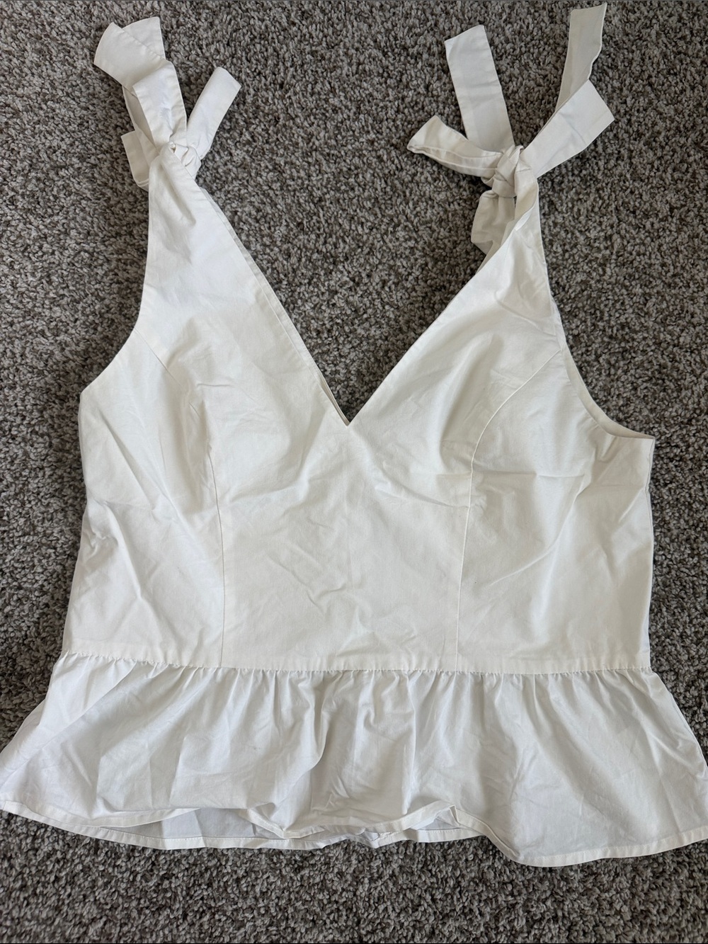 Express White Tie-Shoulder Peplum Blouse Top Summer Bridal